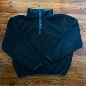 L.L. Bean Vintage Fleece Sweater Jacket Green Snap Sweater Pullover Made in USA